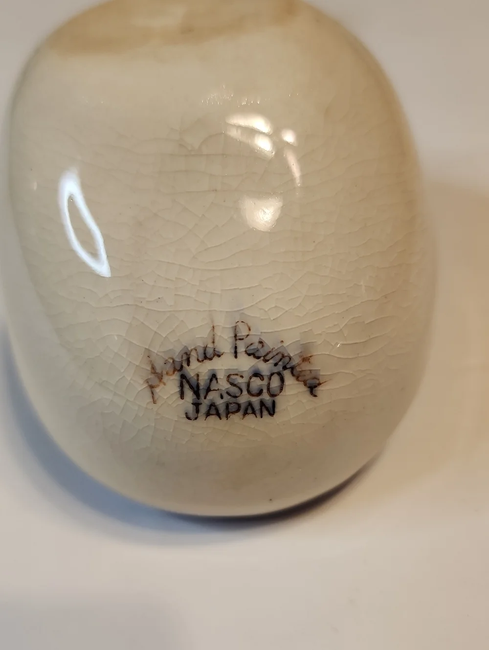 NASCO Japan Hand-Painted Floral Ceramic Spoon in Blue, Rooster Themed Handle